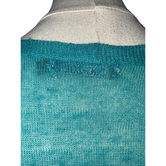Nic+Zoe Turquoise Wrap V-neck Lightweight 3/4 Sleeve Linen Blend Women Medium - Picture 5 of 7